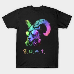 The GOAT Cool and Funny Music Animal with Headphones and Sunglasses T-Shirt